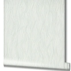 Vliestapete Wellen Muster Creme Grün Metallic 82401