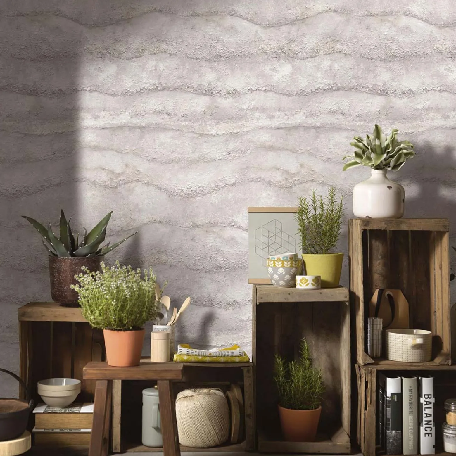 Vliestapete Wellen Muster 3D-Optik Beige Grau 10299-02