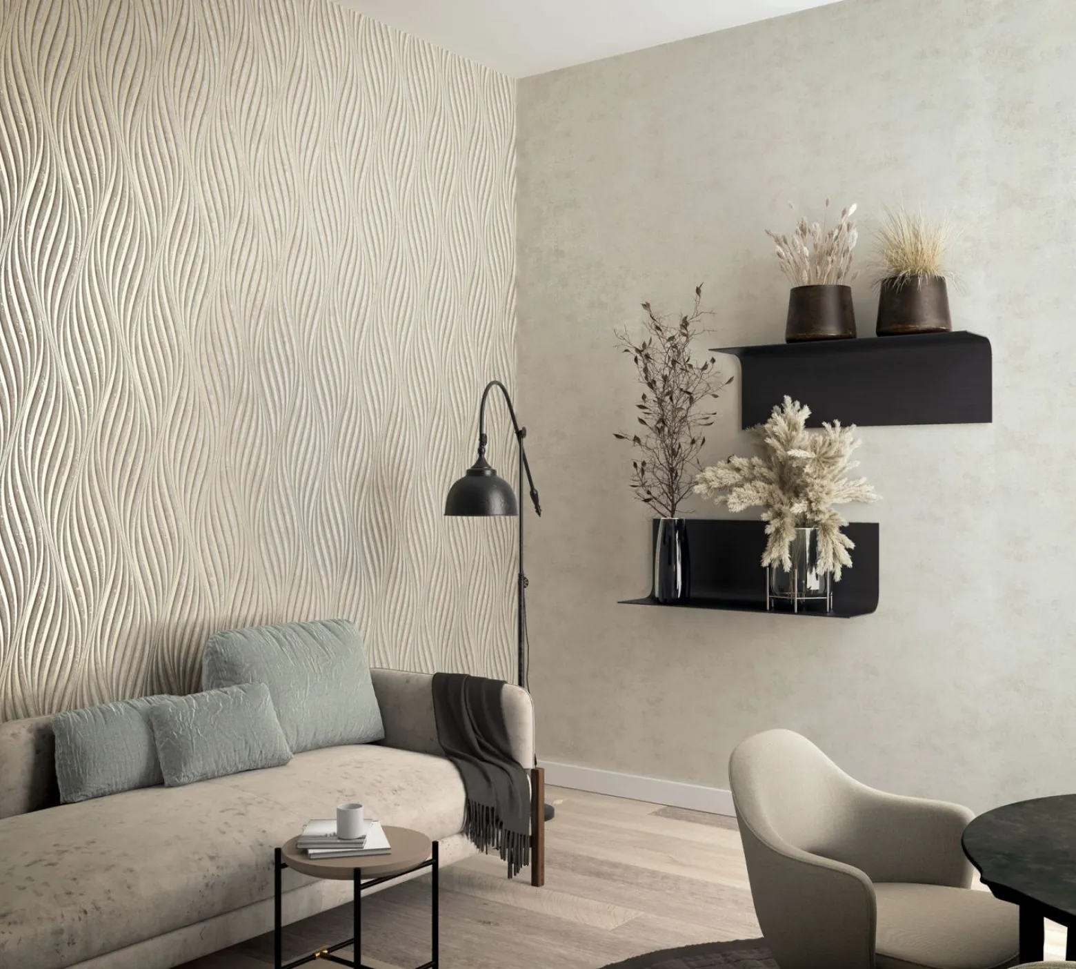 Vliestapete 34259 Wellen Muster Grau Gold Marburg