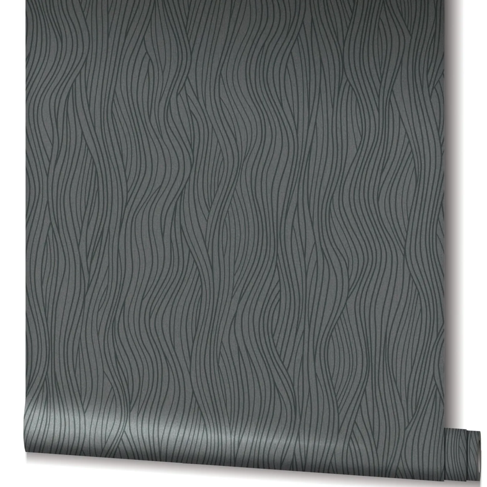 Vliestapete Wellen Muster Grau Schwarz Metallic 82403