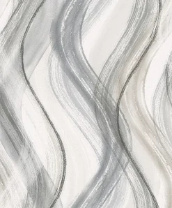 Vliestapete Wellen-Muster grau beige schwarz 32446