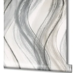 Vliestapete Wellen-Muster grau beige schwarz 32446