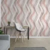 Vliestapete Wellen-Muster rosa beige grau Marburg 32443