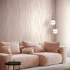Vliestapete Wellen Muster Streifen Creme Rosa Orange 82552