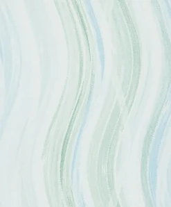 Vliestapete Wellen Muster Streifen Grün Blau Creme 82553
