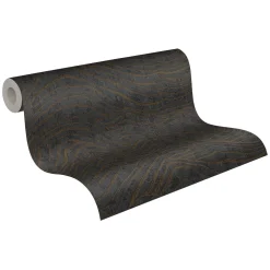 Vliestapete Wellen Schwarz Gold Metallic 39507-3
