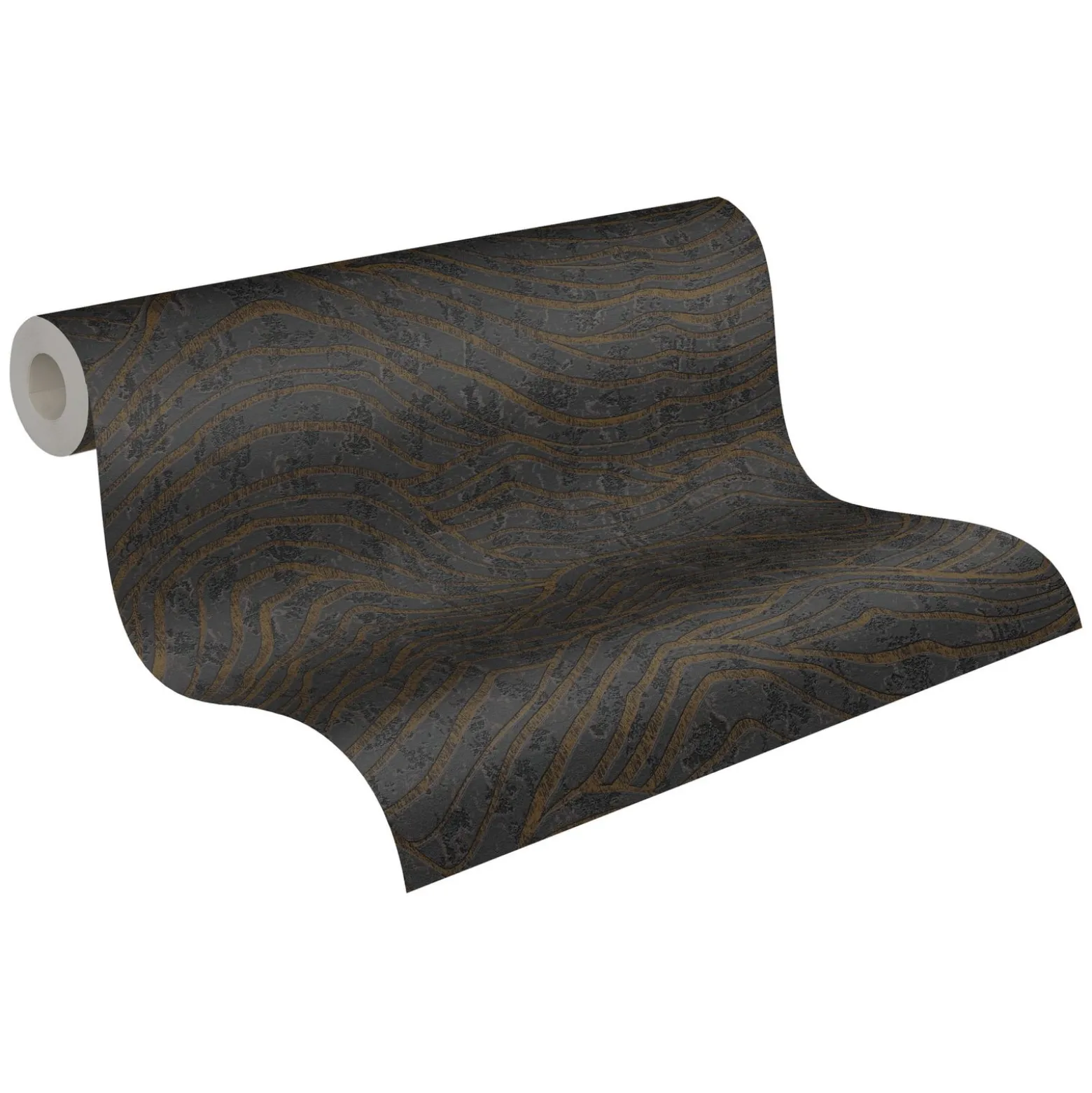 Vliestapete Wellen Schwarz Gold Metallic 39507-3