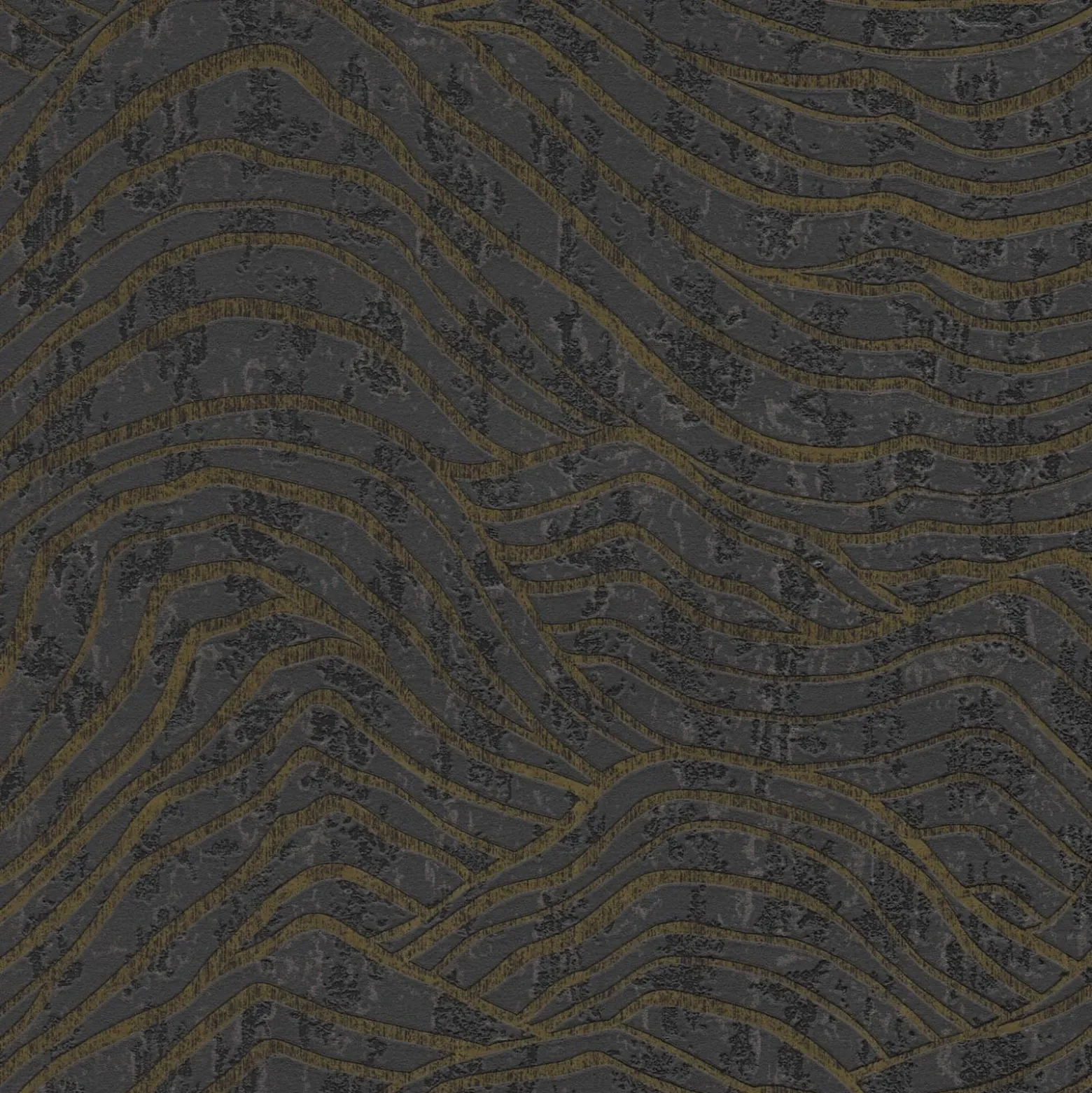 Vliestapete Wellen Schwarz Gold Metallic 39507-3