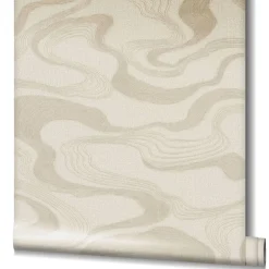 Vliestapete Wellen Textil Optik Beige Metallic 34535