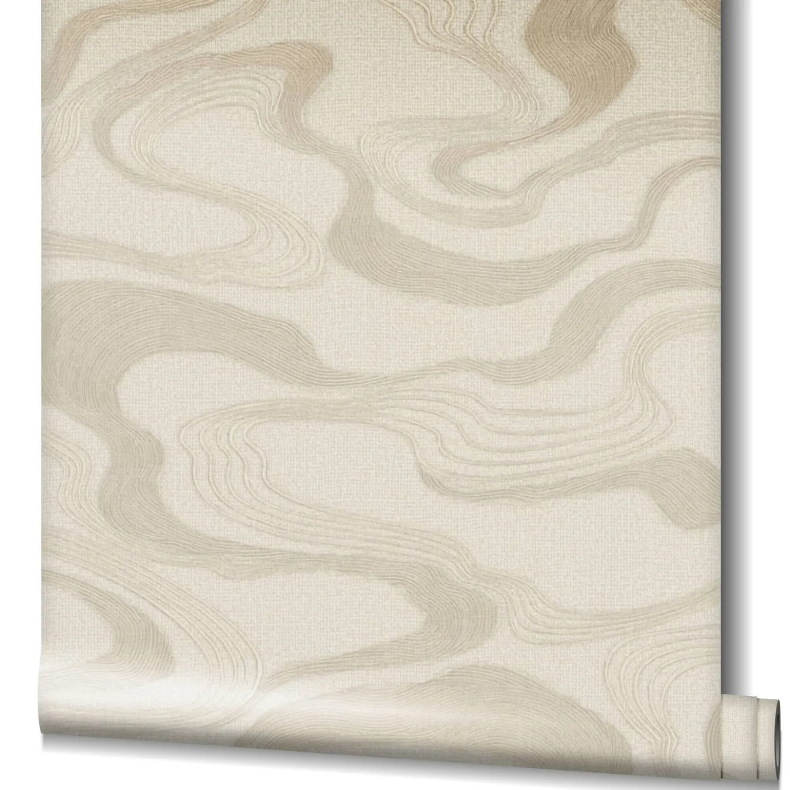 Vliestapete Wellen Textil Optik Beige Metallic 34535