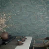 Vliestapete Wellen Textil Optik Blau Metallic 34538