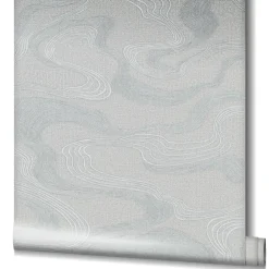 Vliestapete Wellen Textil Optik Grau Metallic 34536