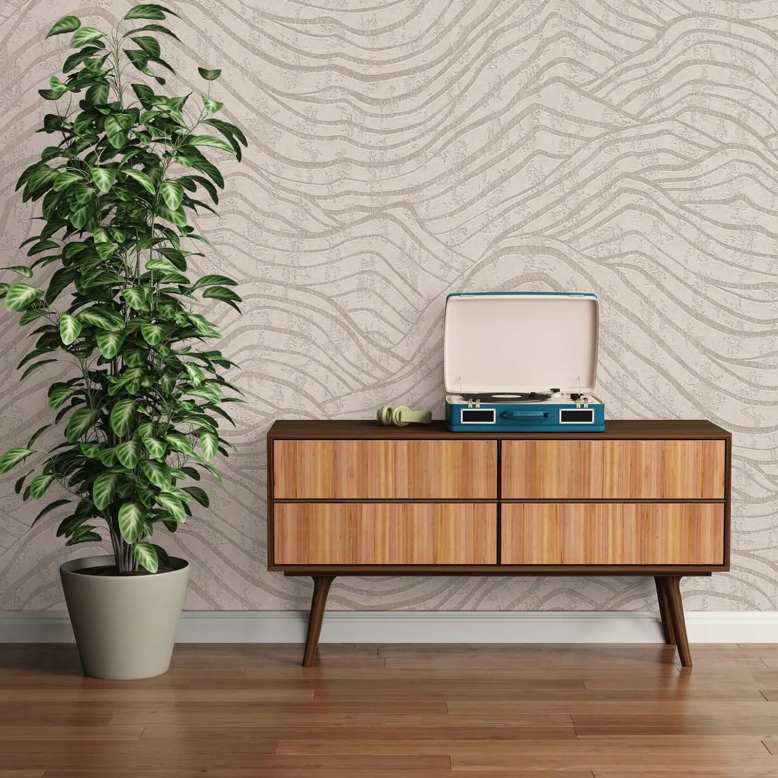Vliestapete Wellen Weiß Perlmutt Metallic 39507-2