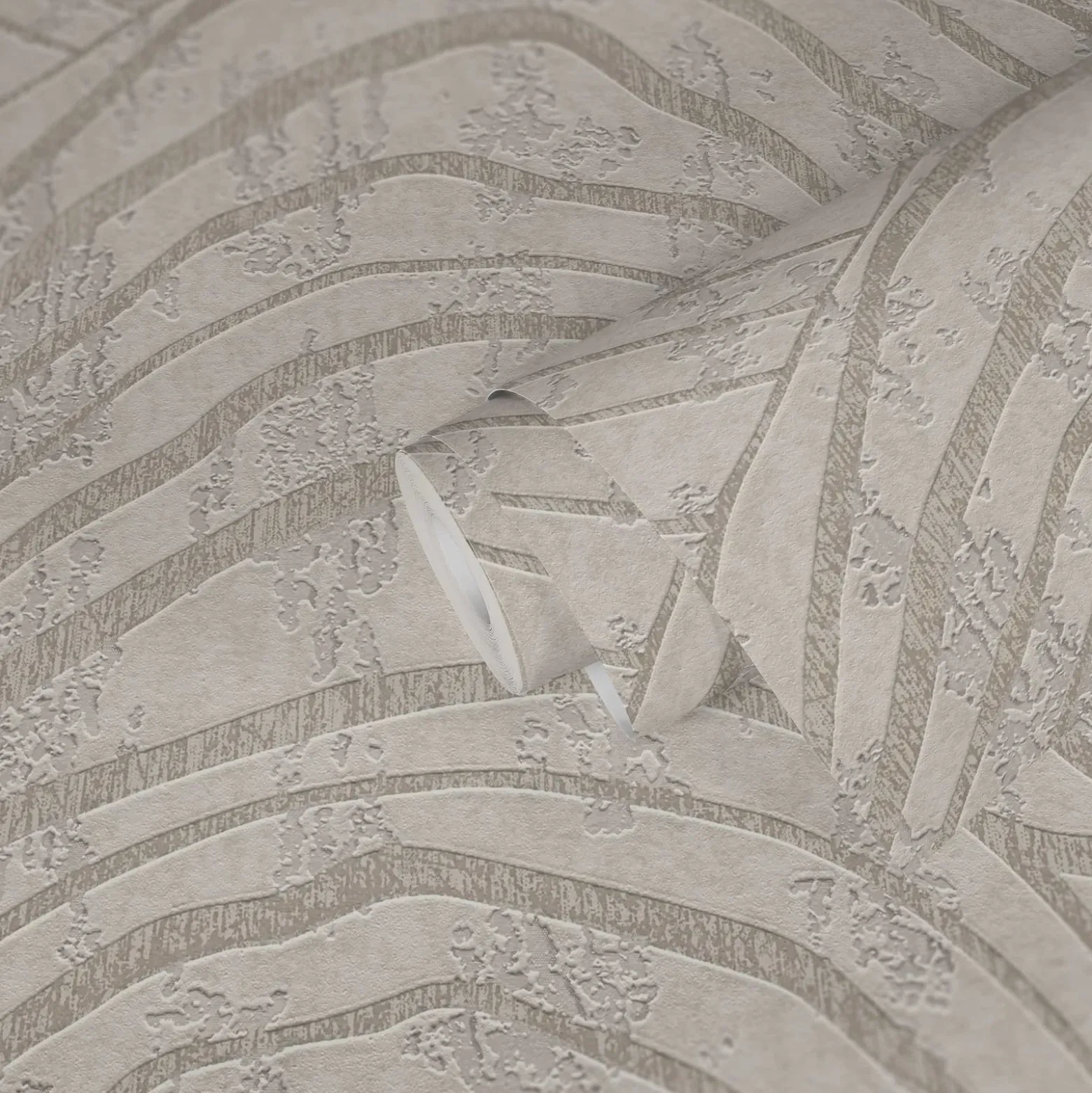 Vliestapete Wellen Weiß Perlmutt Metallic 39507-2