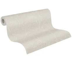 Vliestapete Wildblumen Floral Beige Weiß Glanz 39766-1