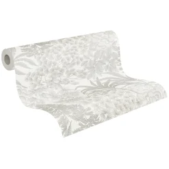 Vliestapete Wildblumen Weiß Silber Metallic 39128-2