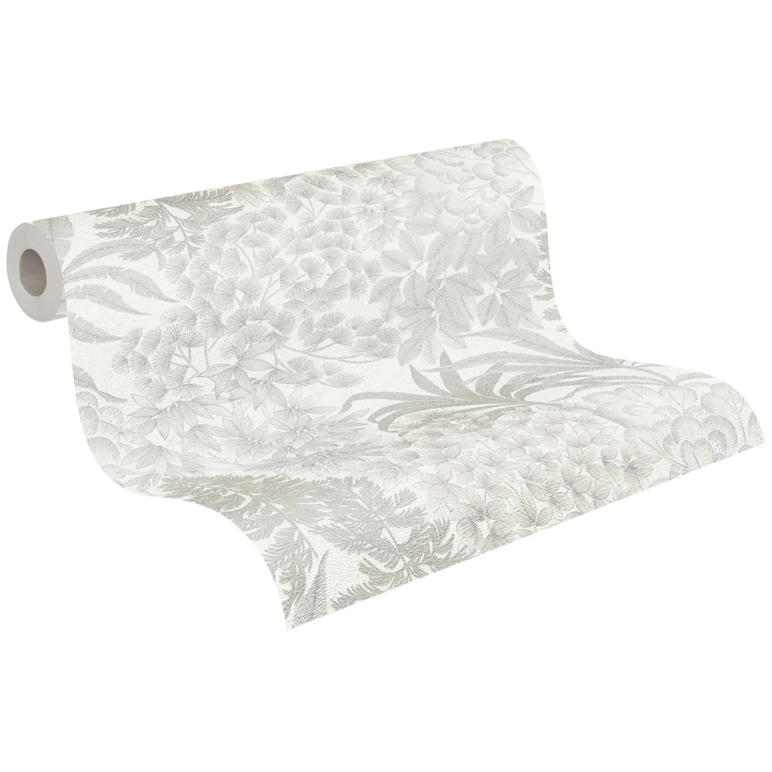 Vliestapete Wildblumen Weiß Silber Metallic 39128-2
