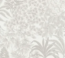 Vliestapete Wildblumen Weiß Silber Metallic 39128-2