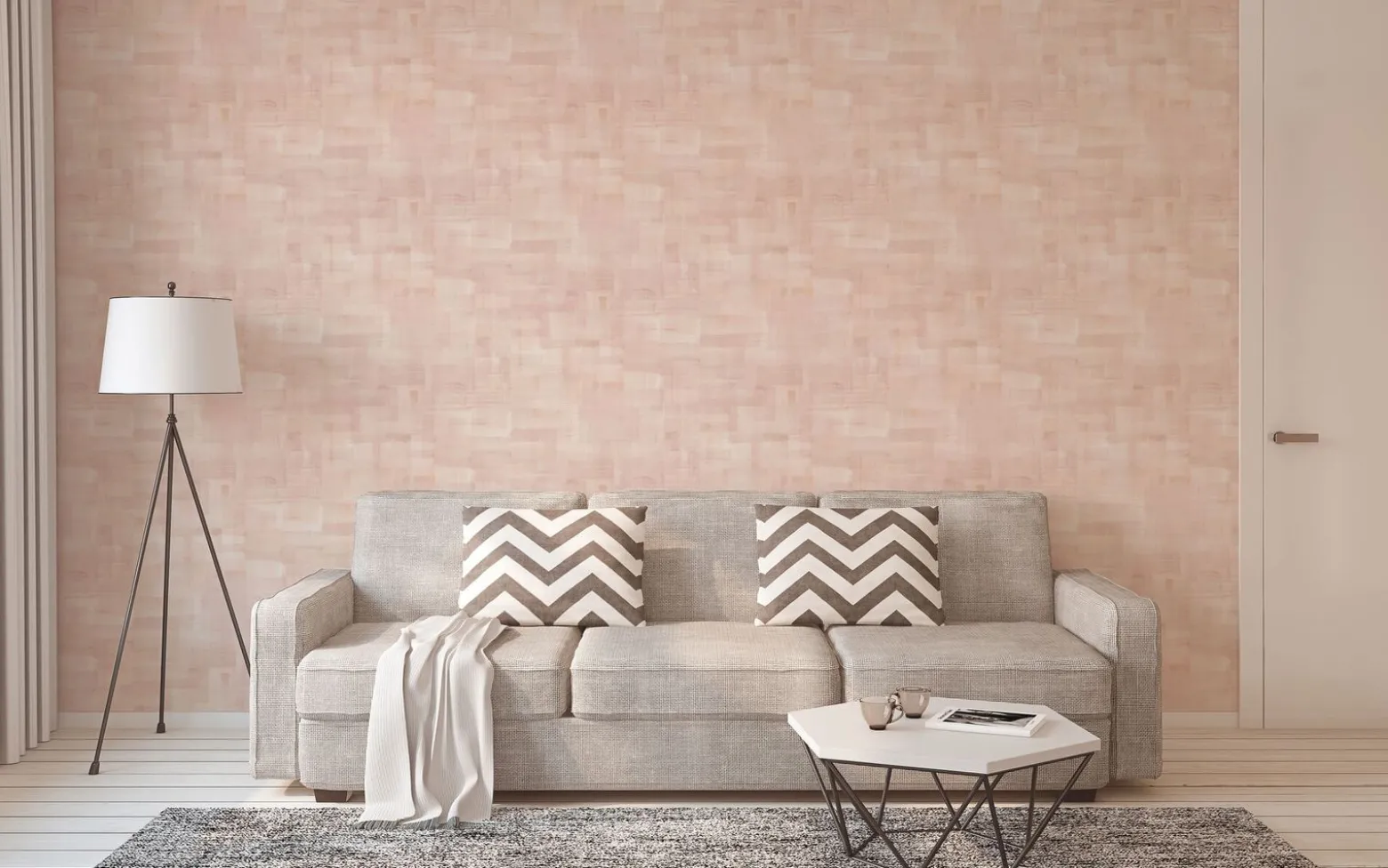 Vliestapete Wischtechnik rosa beige Geo Nordic 37532-5