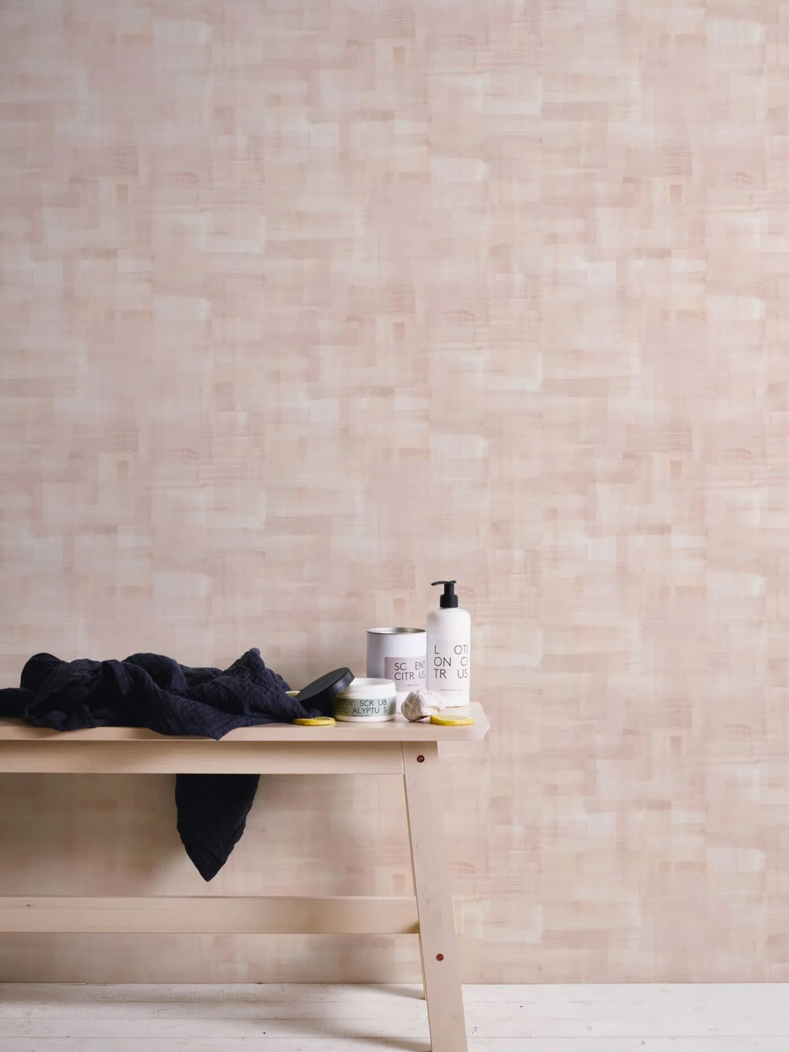 Vliestapete Wischtechnik rosa beige Geo Nordic 37532-5