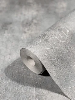 Vliestapete Würfel Beton dunkelgrau Glanz Hailey 82242