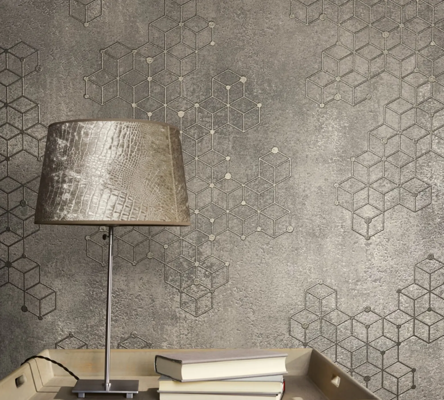 Vliestapete Würfel Beton grau silber Glanz Hailey 82241
