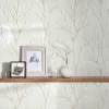 Vliestapete Zweige Floral cremeweiß gold metallic 37260-3