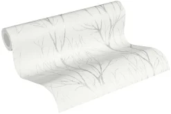 Vliestapete Zweige Floral grau silber metallic 37260-2