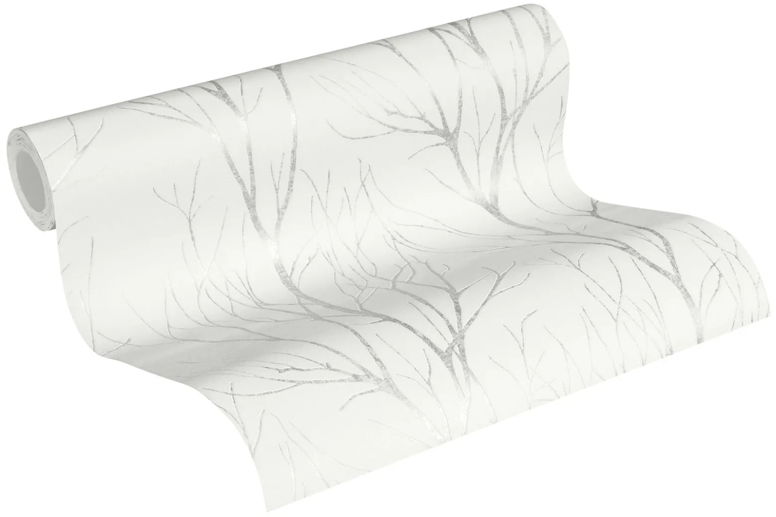Vliestapete Zweige Floral grau silber metallic 37260-2