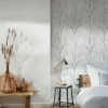 Vliestapete Zweige Floral weißgrau silber metallic 37260-4