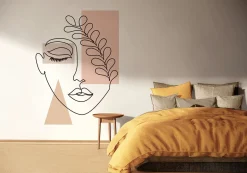Wandbild Vlies Grafik Illustration Weiß Rosa 81608