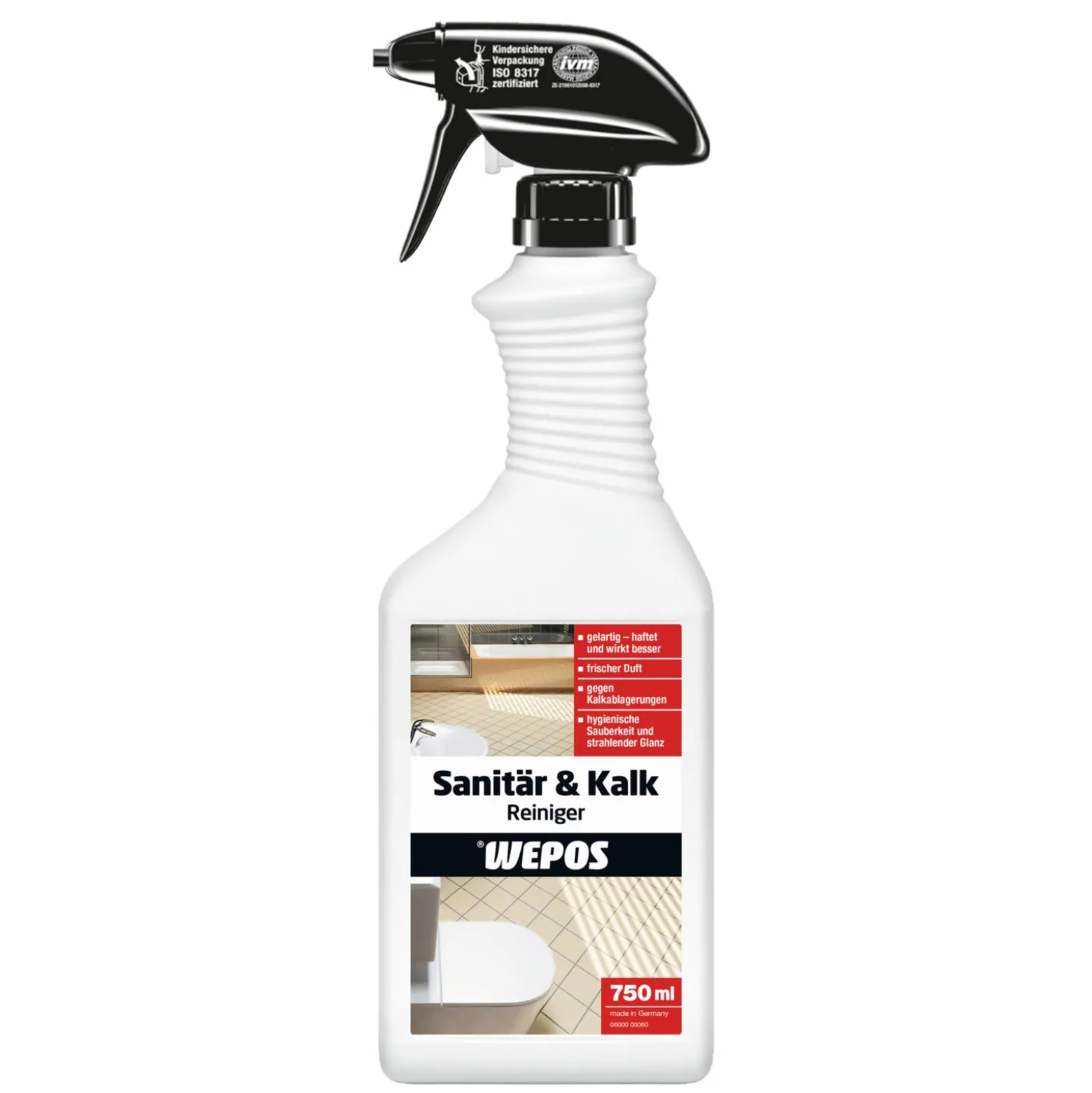 Wepos Sanitär & Kalk Reiniger Spray Gel 750 ml