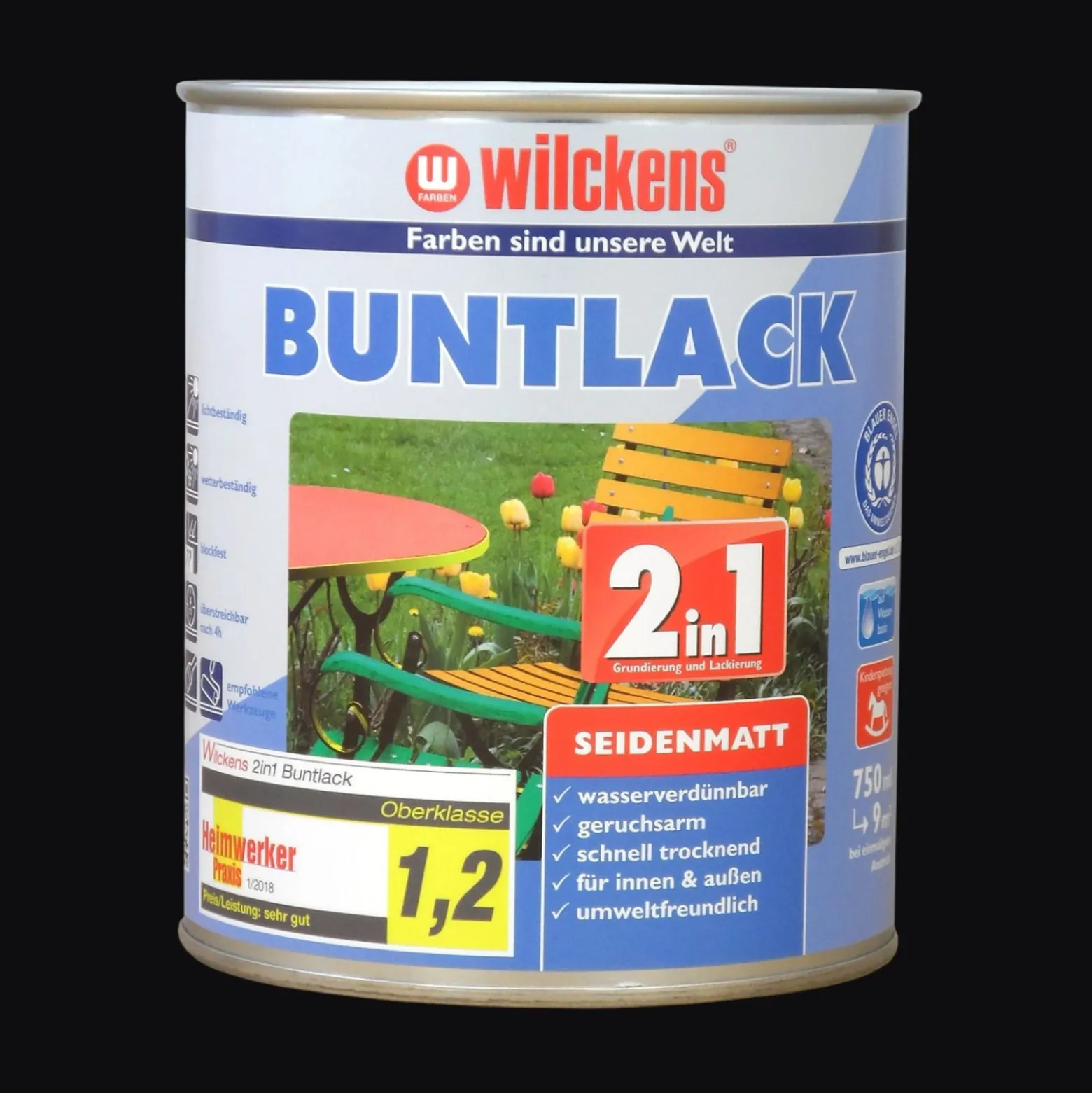 Wilckens 2in1 Buntlack seidenmatt 7 Farben 750 ml