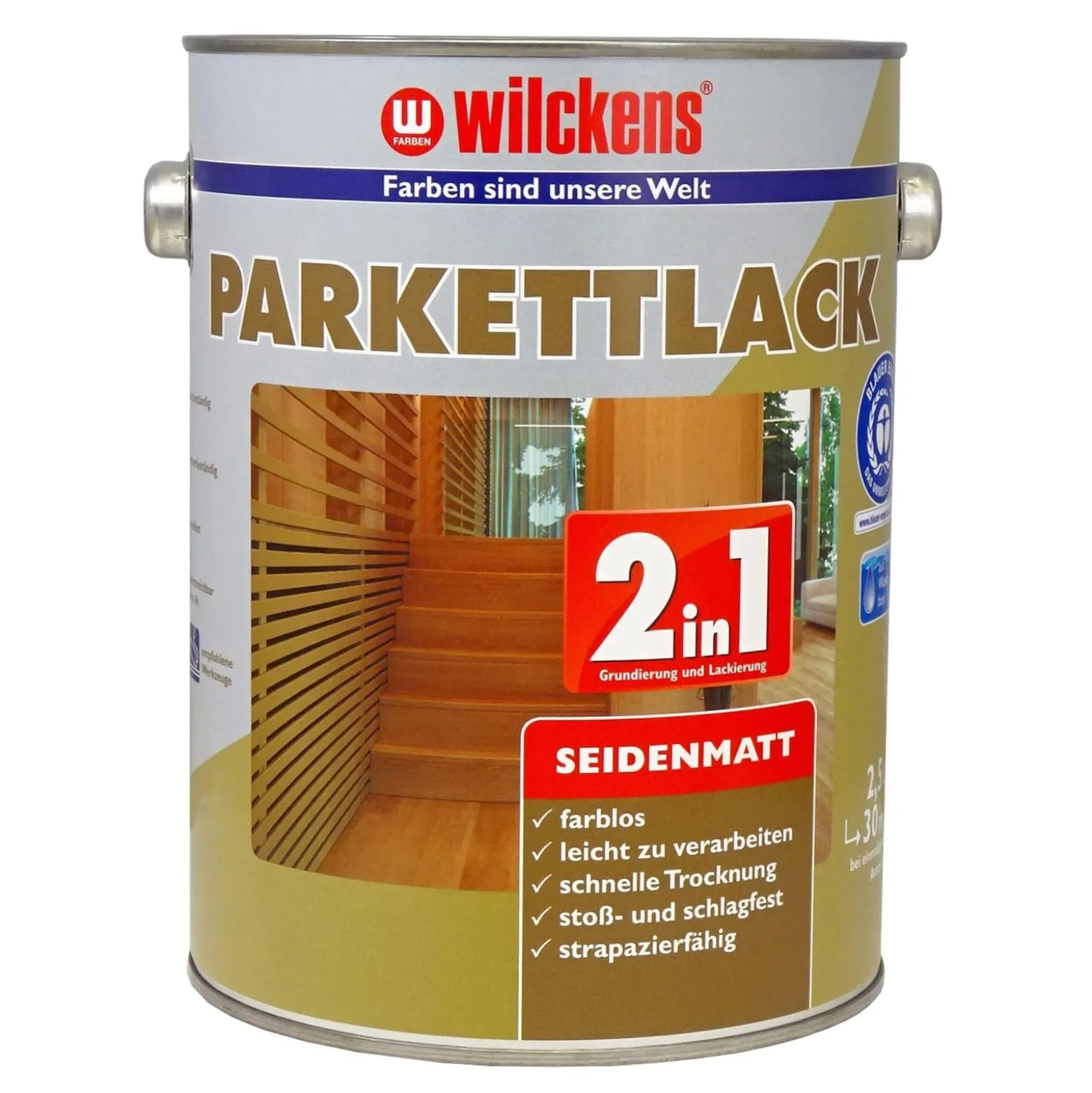 Wilckens 2in1 Parkettlack seidenmatt glänzend 2,5 Liter