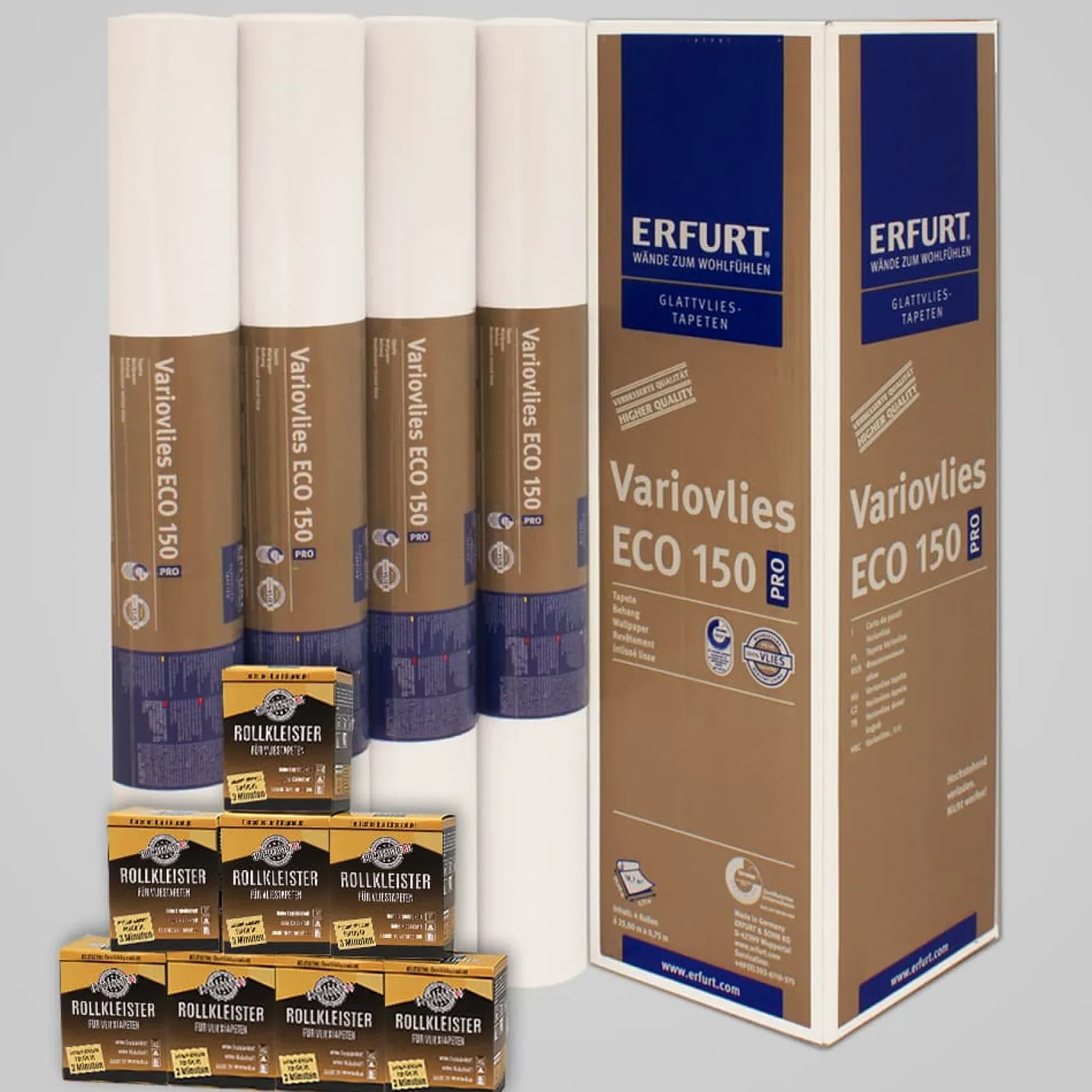 8x Erfurt EcoVlies EV 150 25x0,75m + 8x Kleister