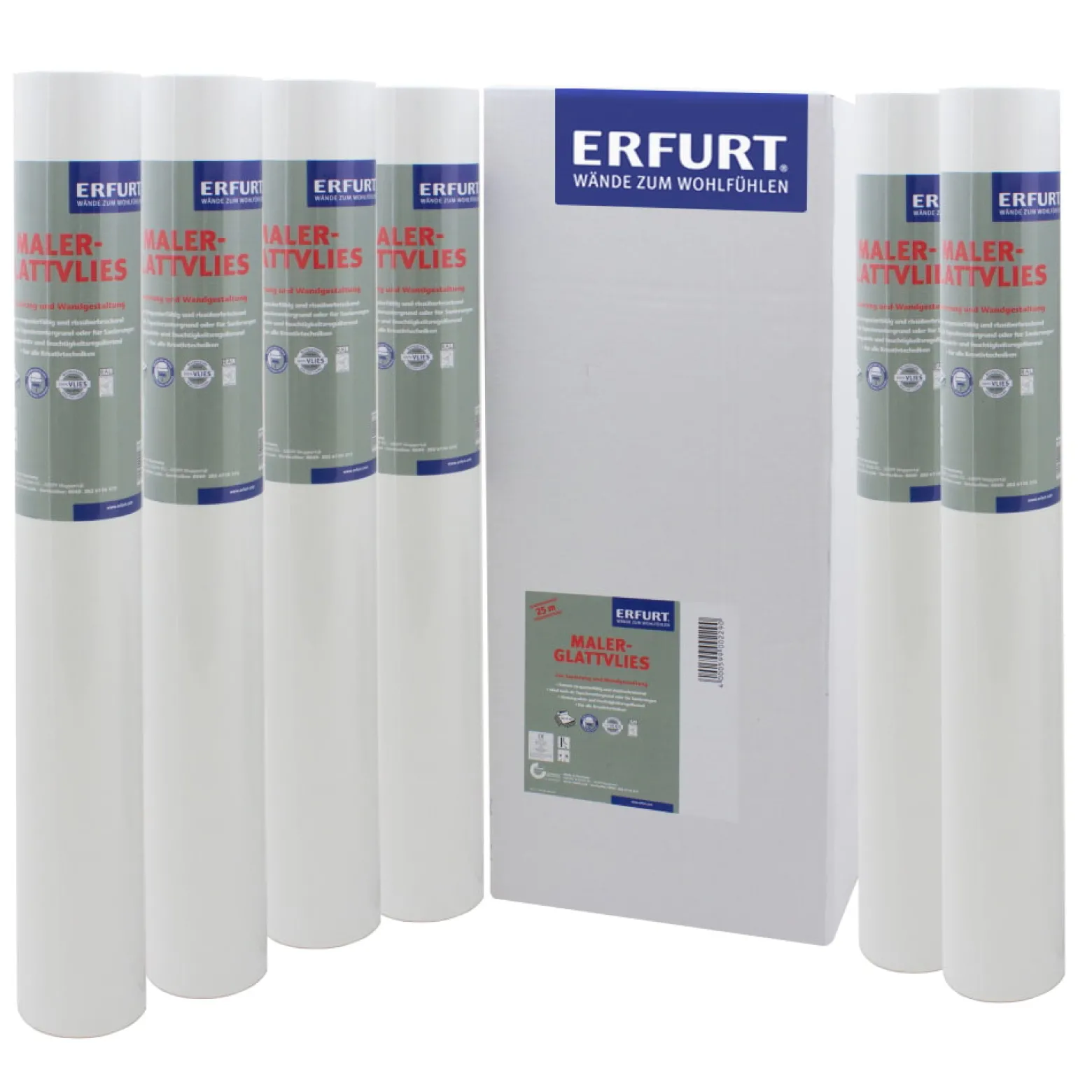 6xErfurt Profi Glattvlies Tapete 150g 25x0,75m