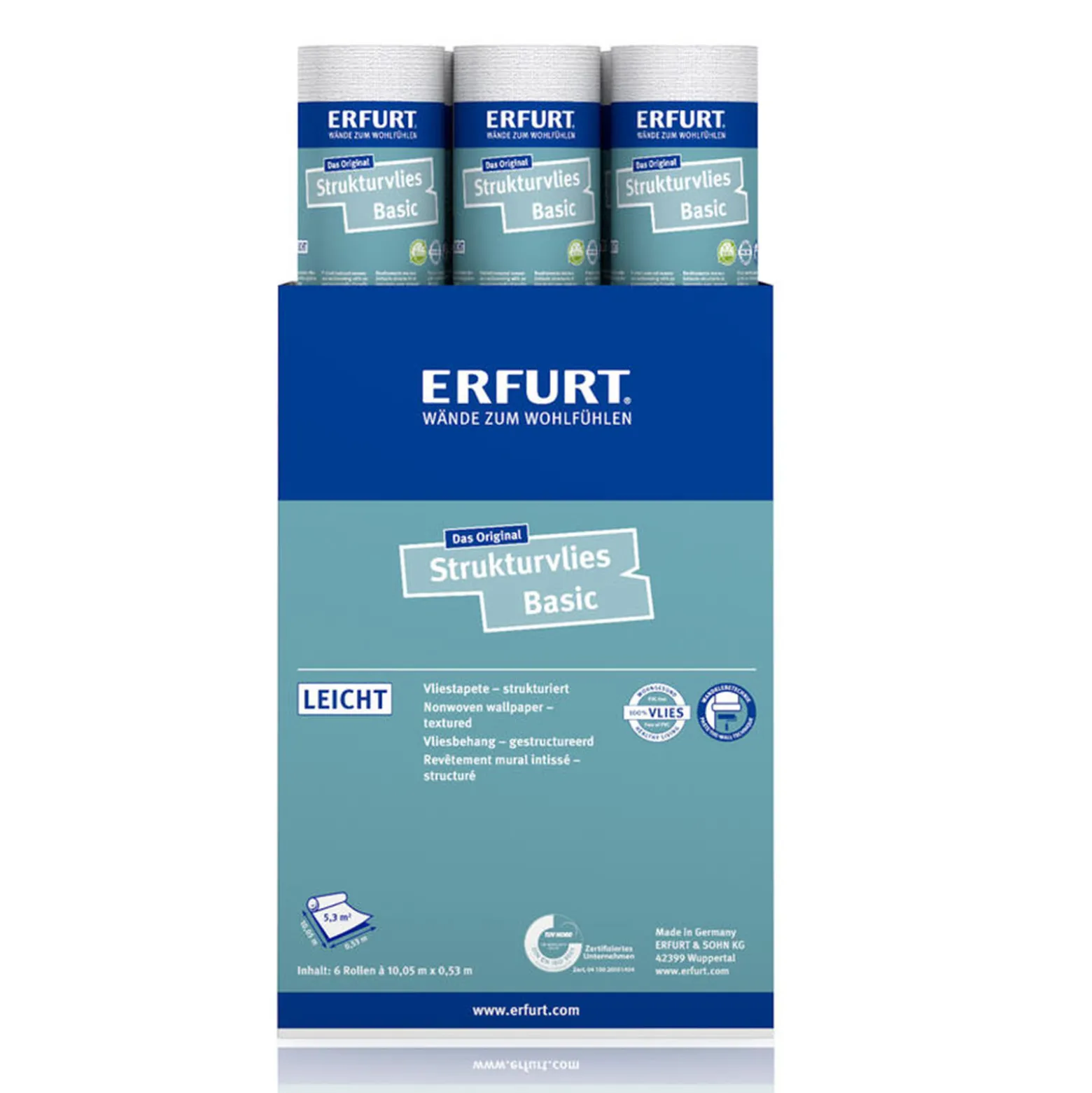 6 x Erfurt Strukturvlies Basic 407 Vliestapete 31,98 m²