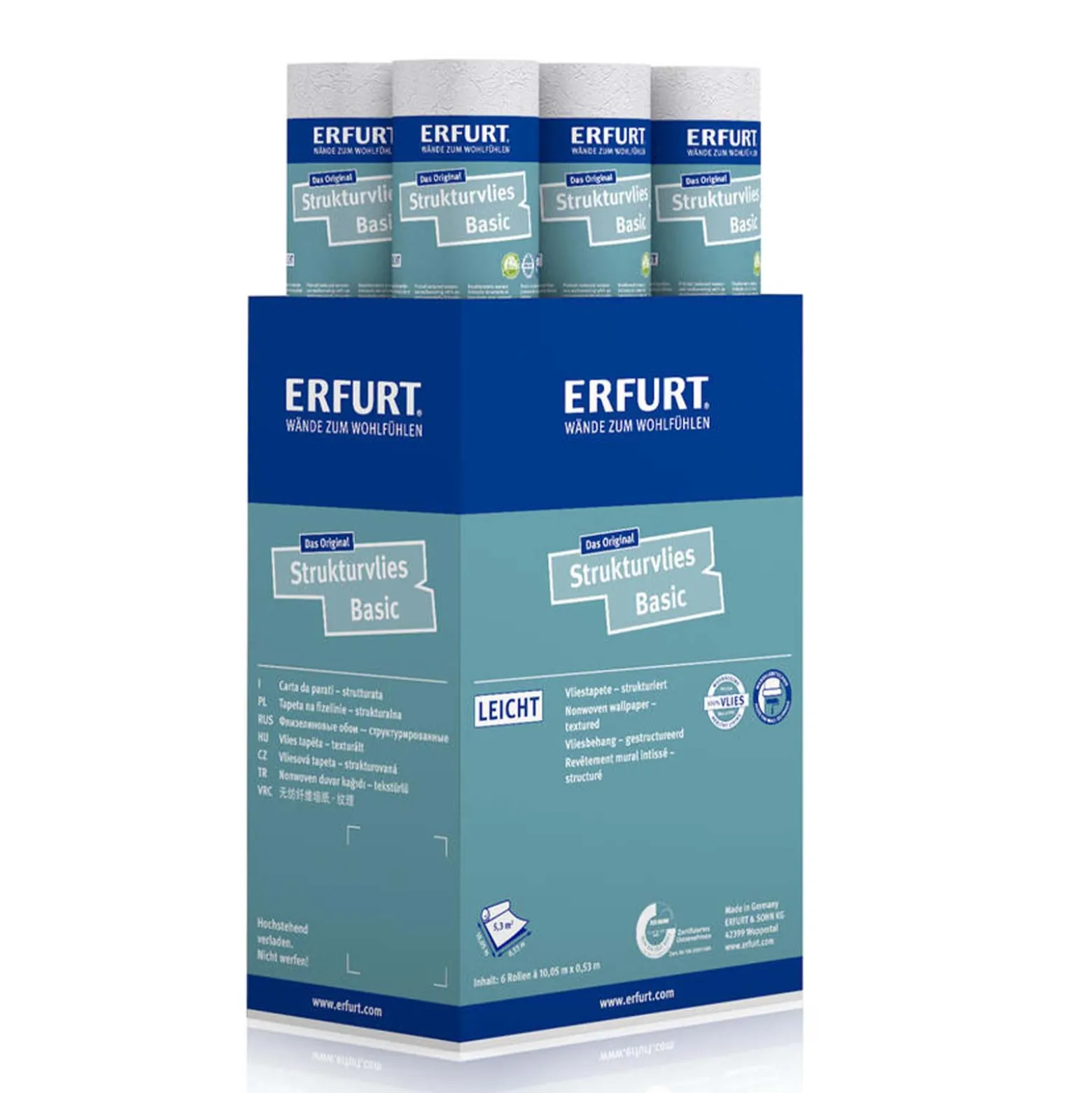 6 x Erfurt Strukturvlies Basic 406 Vliestapete 31,98 m²