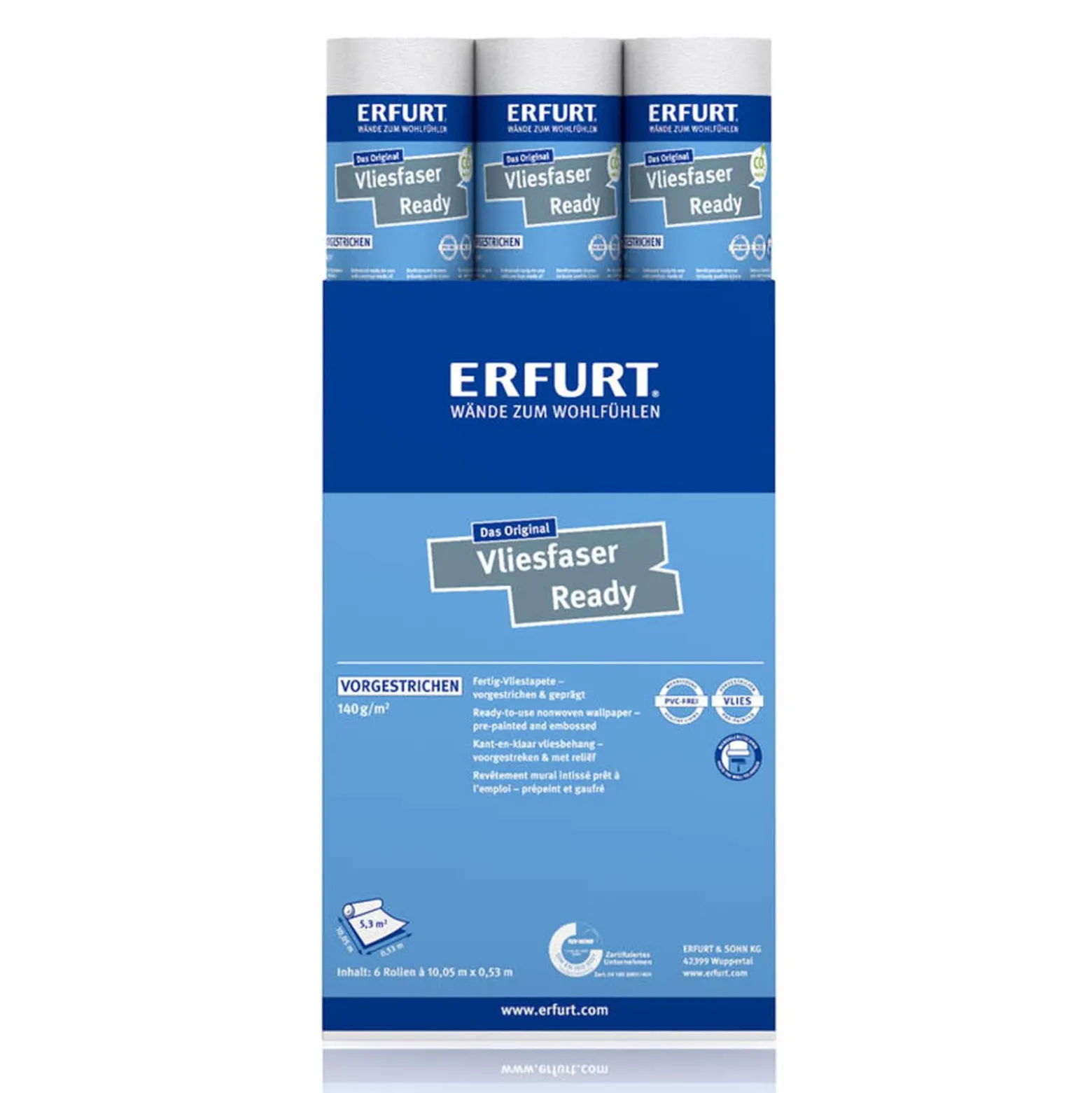 6 x Erfurt Vliesfaser Ready 301 Vliestapete 31,98 m²