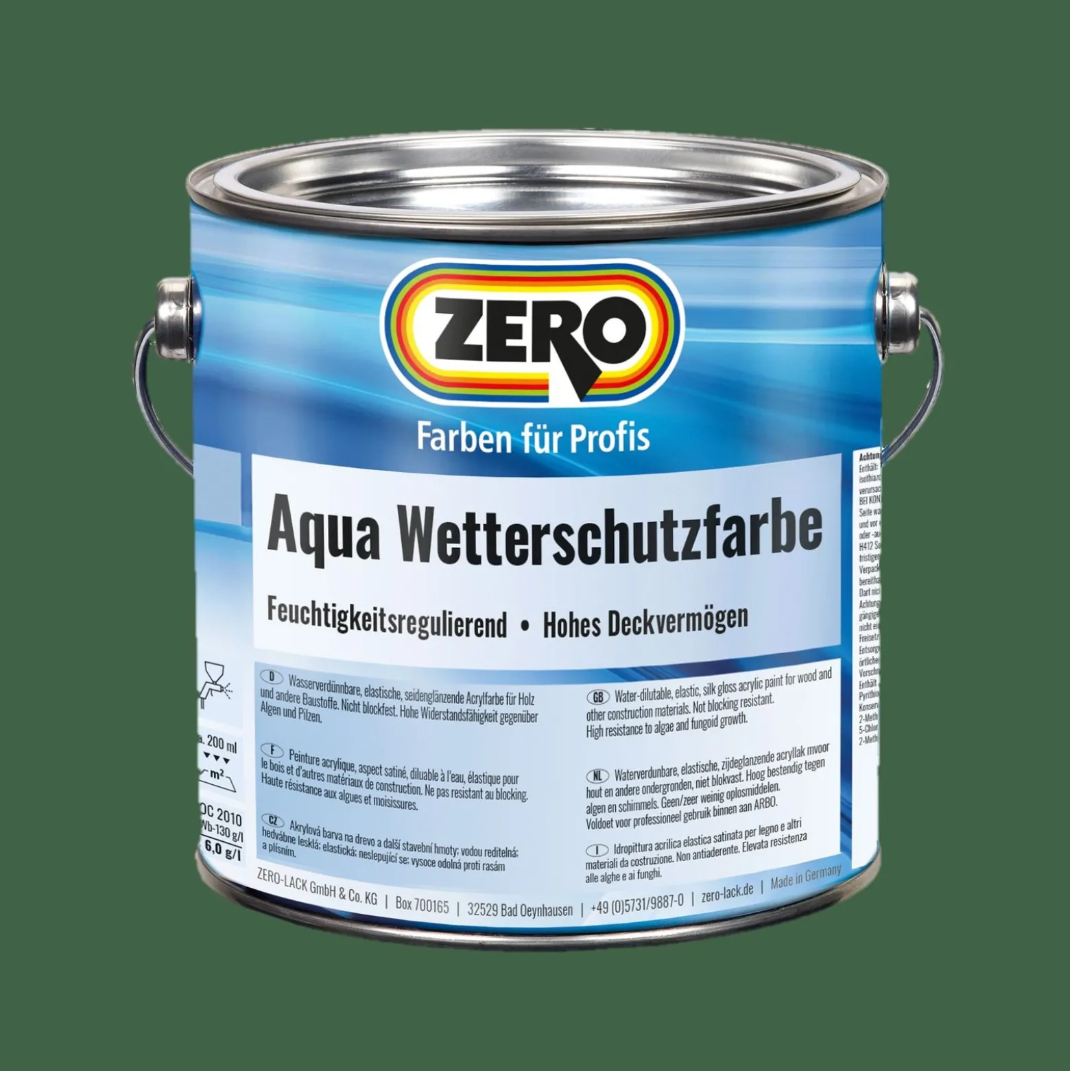 Zero Aqua Wetterschutzfarbe Holz seidenglänzend 2,5 L