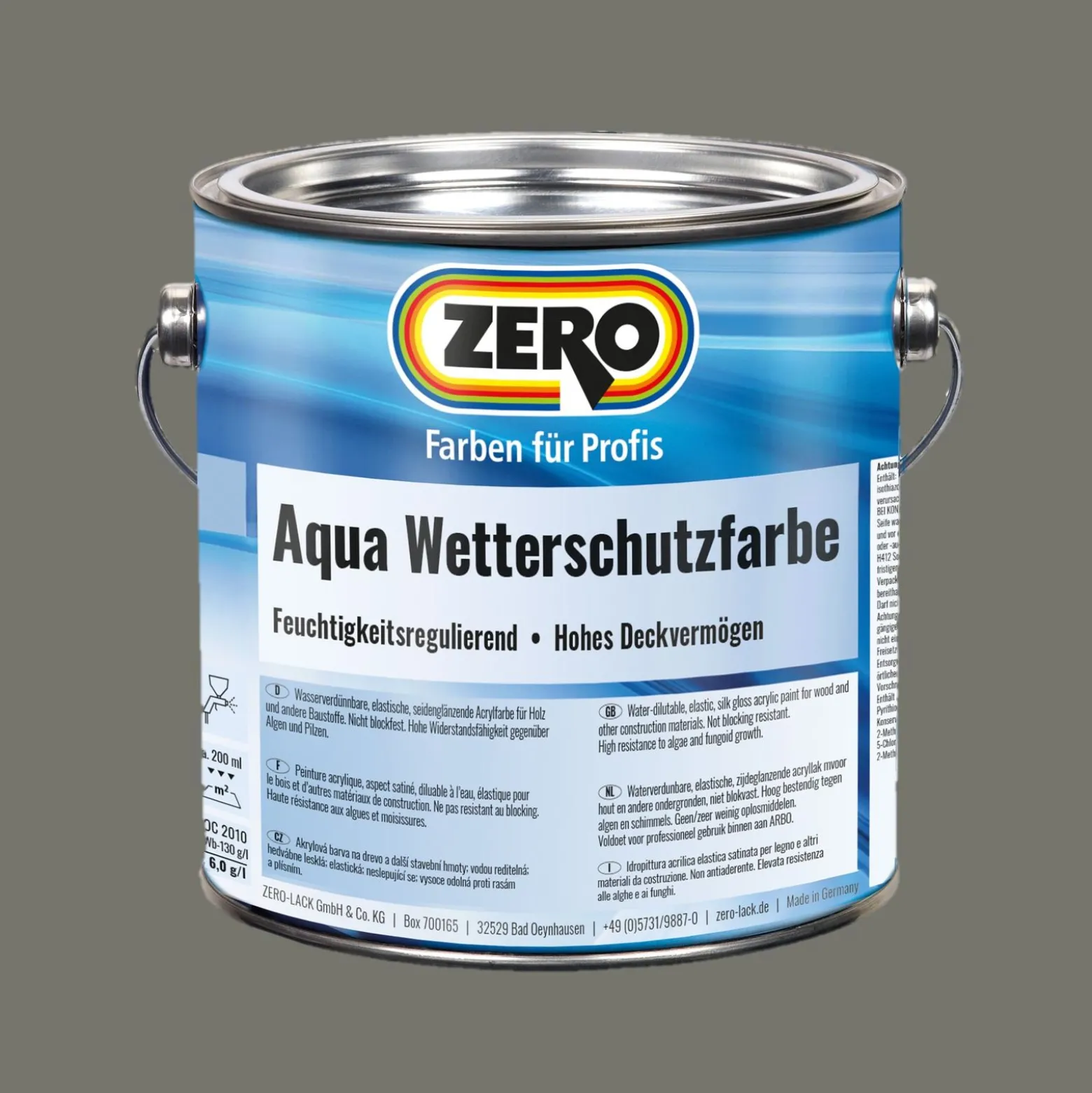 Zero Aqua Wetterschutzfarbe Holz seidenglänzend 2,5 L