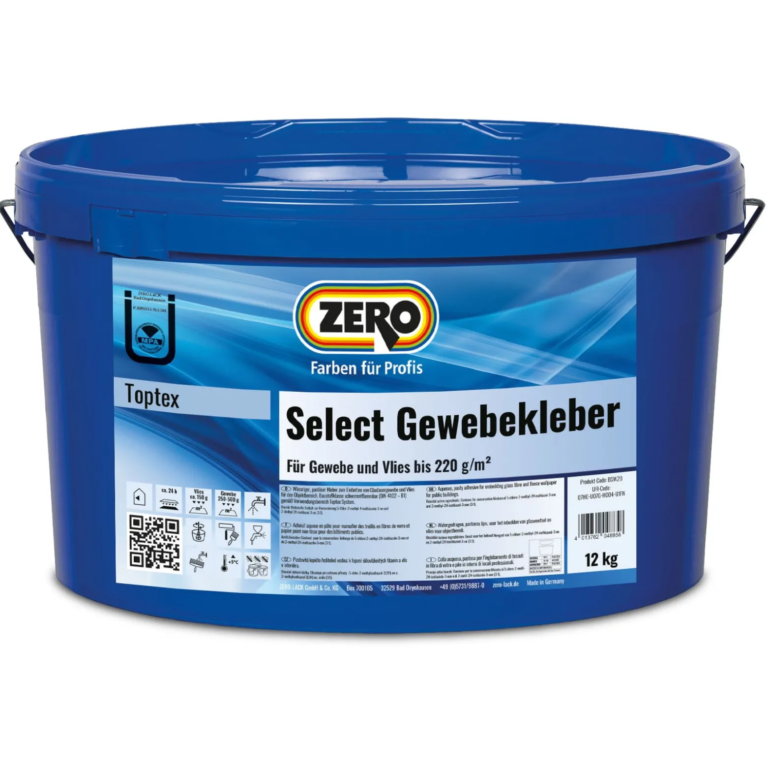 ZERO Select Gewebekleber transparent Vlies Glasfaser 12 kg